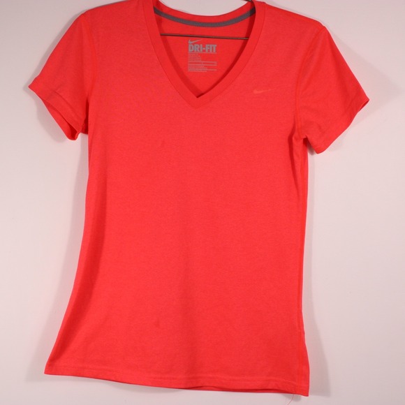 Nike‎ Dri Fit Shirts Womens Sz Small Hot Pink Workout V-Neck Gym Running Jogging - Picture 1 of 16